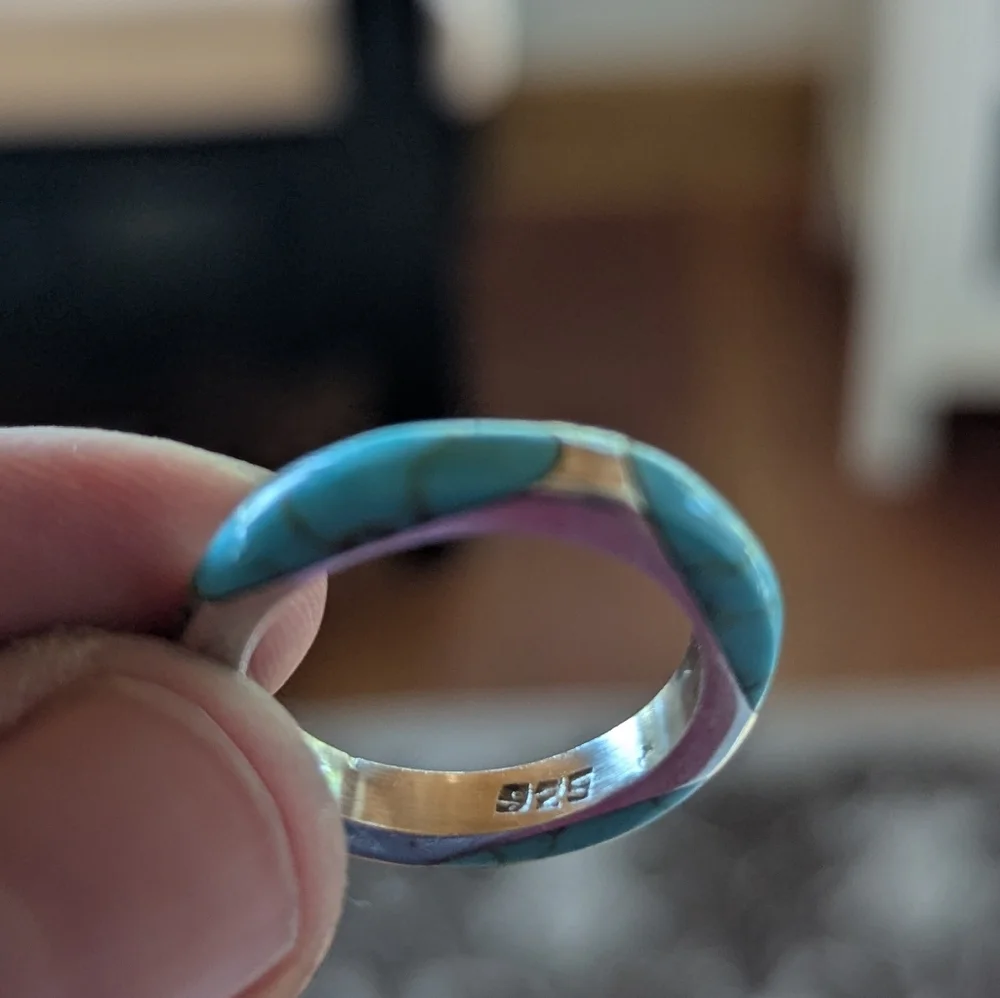 Turquoise 925 Sterling Silver Ring - Picture 8 of 14